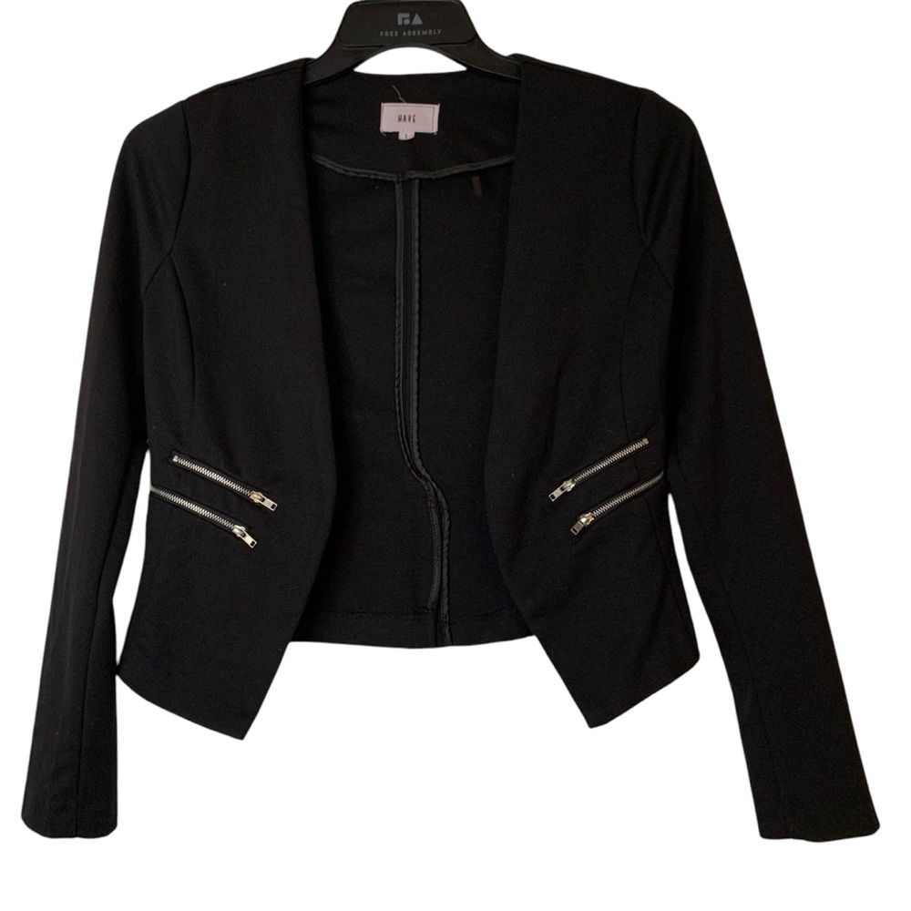 HAVE Blazer Women's Black Open Front Asymmetrical Long Sleeve Size S